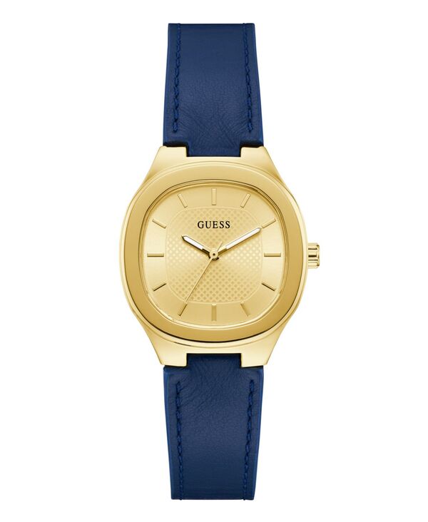 ゲス レディース アクセサリー 腕時計 レザー GUESS Women's Gold-Tone Blue Leather Analog Watch 32mm Gold ゴールド
