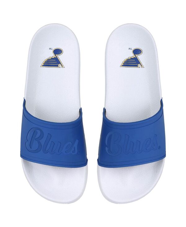 フォコ レディース シューズ サンダル FOCO Women'st. Louis Bluescript Wordmark Slide Sandals White ホワイト