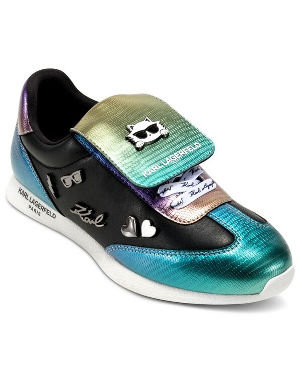 長い巻き毛 ラガーフェルド レディース シューズ スニーカー ミニ スピード競技 KARLAGERFELD PARIS Women\u0027s Minia Pins Lace-Up Sneakers Black Multi 黒いこと