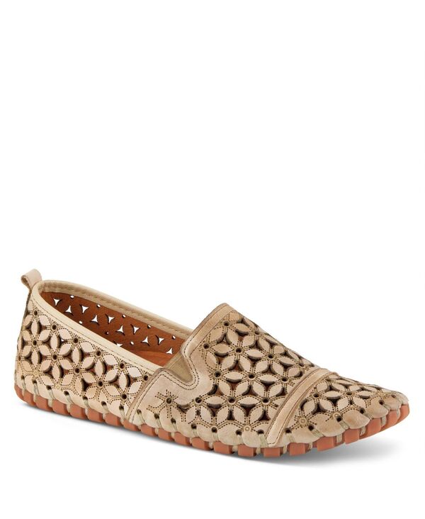 スプリングステップ レディース シューズ パンプス フラワー柄 レザー ローファー フラワー Spring Step Flowerflow Laser-Cut Leather Loafer with Floral Detailing and Flexible Sole Beige ベージュ
