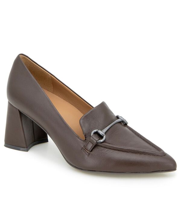 ジェントルソウルズ レディース シューズ パンプス ローファー ヒール Gentle Souls Women's Dionne Pointed Toe Heeled Loafers Chocolate Leather チョコレート|ReVida 店