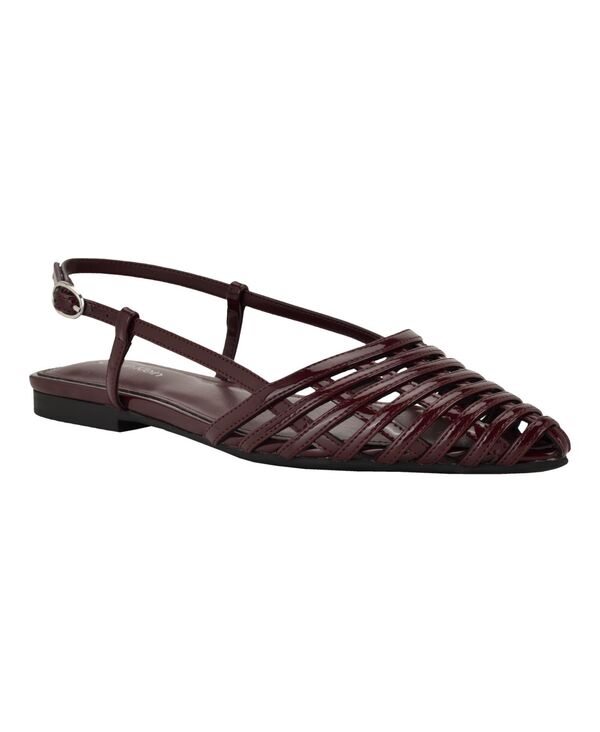 カルバンクライン レディース シューズ パンプス Calvin Klein Women's Glessia Woven Pointed Toe Slingback Flats Dark Red Patent レッド 15,155円
