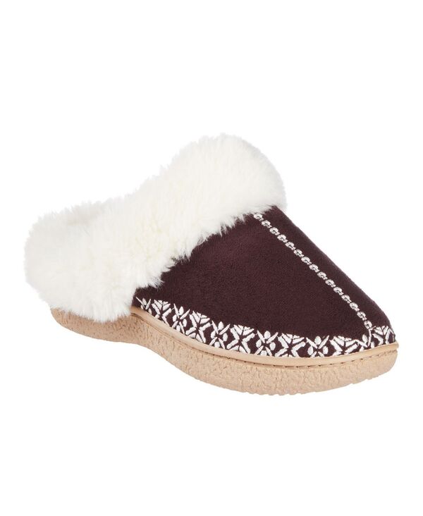 アイソトナー レディース シューズ サンダル Isotoner Signature Women's Clara Faux-Fur-Trim Clog Slippers Raisin