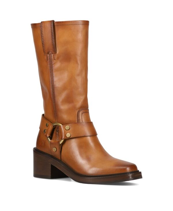 フライ レディース シューズ ブーツ・レインブーツ レザー ヒール Frye Women's Kate Harness Block Heeleather Boots Bark Leather｜ReVida 店 61,490円