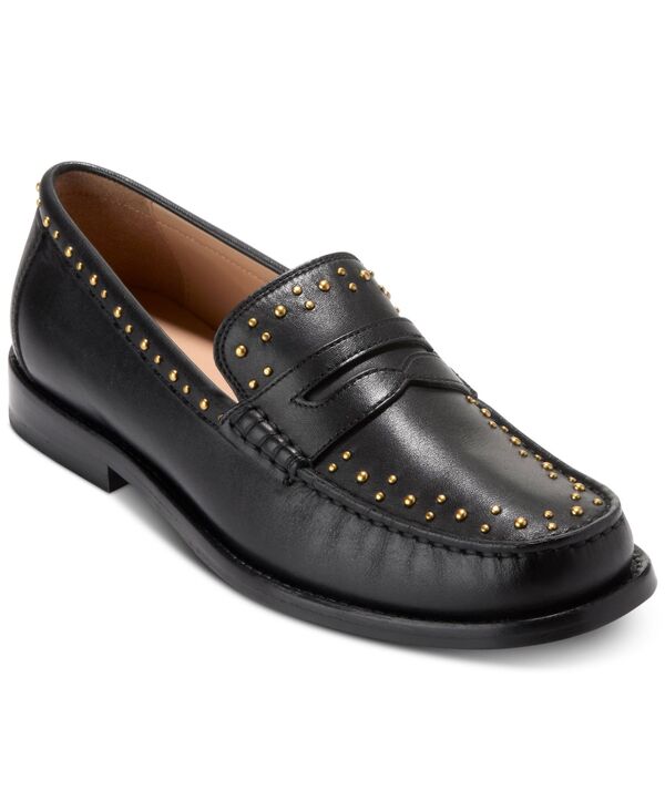 コールハーン レディース シューズ パンプス ローファー Cole Haan Women's Lana Lux Penny Remastered Loafers Black Leather Gold Studs ブラック 36,920円