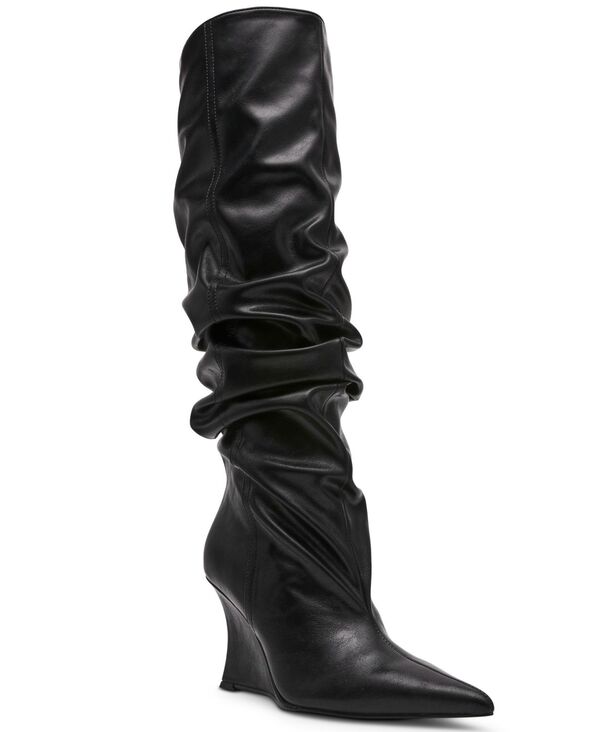スティーブ マデン レディース シューズ パンプス ブーツ Steve Madden Women's Distortion Knee-High Slouch Wedge Boots Regular & Wide Calf Black ブラック|ReVida 店