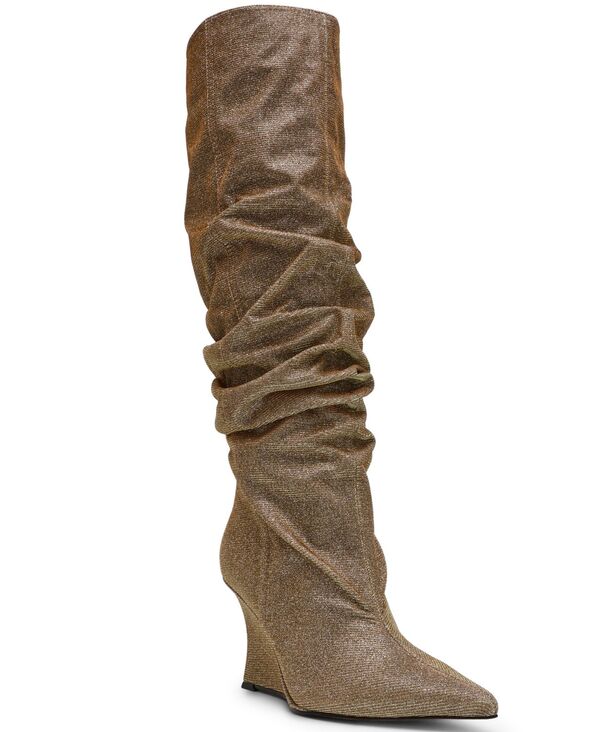 スティーブ マデン レディース シューズ パンプス ブーツ Steve Madden Women's Distortion Knee-High Slouch Wedge Boots Regular & Wide Calf Gold Glitter ゴールド