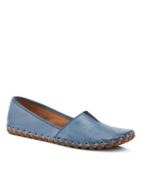 スプリングステップ レディース シューズ パンプス レザー Spring Step Kathaleta Leather Slip-On Comfort Flats with V-Elastic Notch Arch Support & Removable Insole Blue ブルー｜ReVida 店