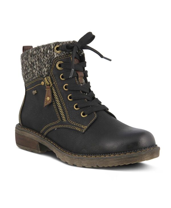 スプリングステップ レディース シューズ ブーツ・レインブーツ ヒール Spring Step Khazera Water-Resistant Bootie with Faux Shearling Lining and Sculpted Heel Navy ネイビー