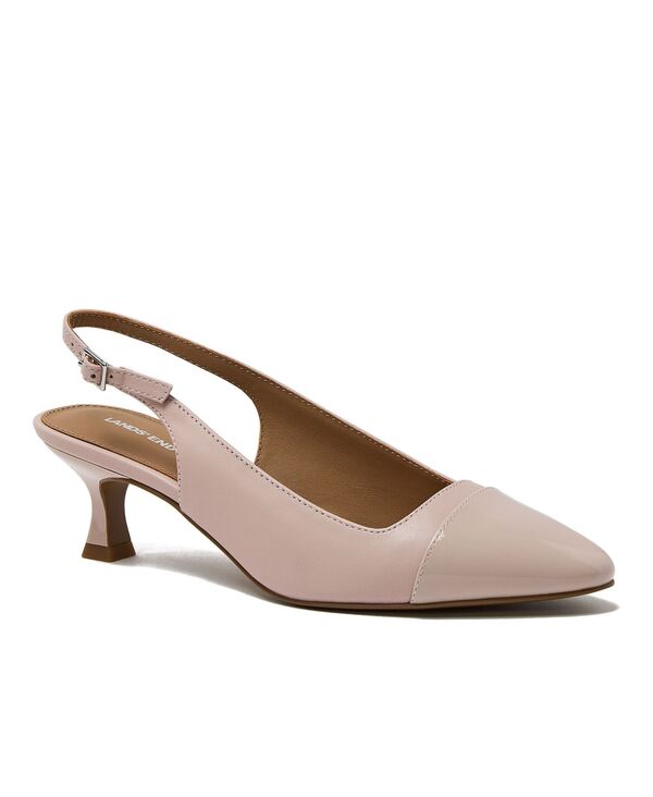 ランズ挙げ句の果て レディース シューズ パンプス 旗がしら なめし革 踵 Lands\u0027 End Women\u0027s Leather Slingback Cap Toe Kitten Heels Faint blush 毛はらい