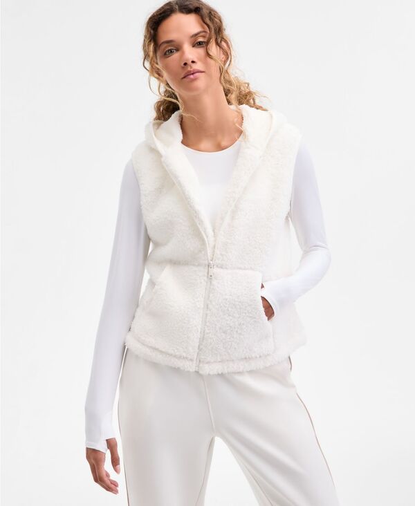 観念形態 レディース トップス 限りない IDeology Women\u0027s Relaxed Hooded Sherpa Vestofu