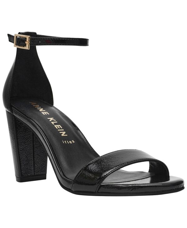 アンクライン レディース シューズ サンダル ヒール Anne Klein Women's Kourtney Two Piece Block Heel Dressandals Black Crinkle ブラック