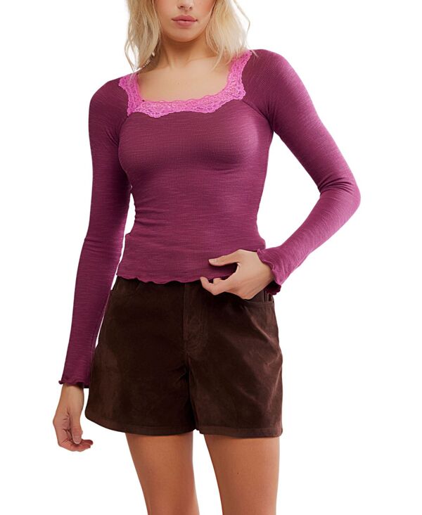 フリーピープル レディース トップス シャツ 長袖 Free People Women's Long-Sleeve Top Bright Purple パープル