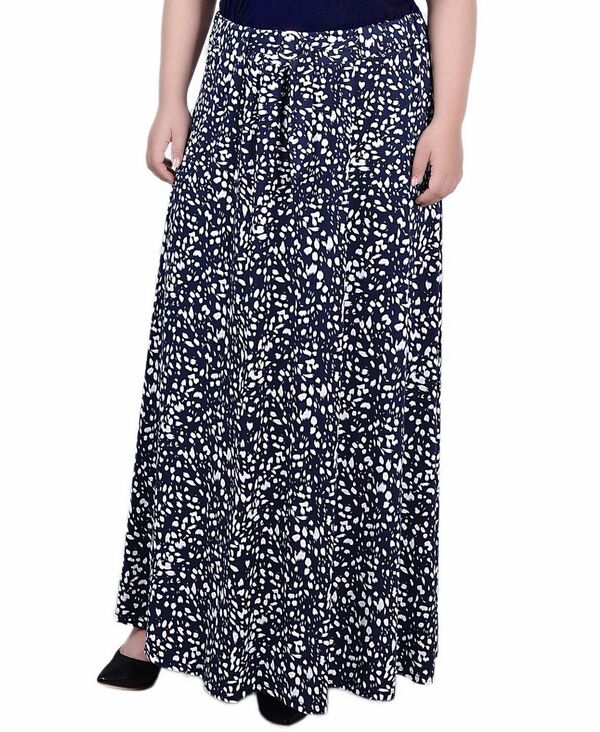 ニューヨークコレクション レディース ボトムスカート プラスサイズ マキシ NY Collection Plusize Maxi Length Skirt Navy Geo ネイビー