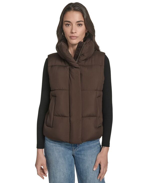 リーバイス レディース アウター ジャケット・ブルゾン ベスト Levi\'s Women\'stand Collar Puffer Vest Coffee コーヒー|ReVida 店