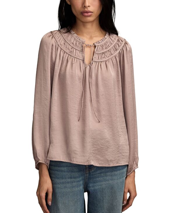 ラッキーブランド レディース トップス シャツ ギャザー 長袖 Lucky Brand Women's Ruched Long-Sleeve Peasantop Sphinx