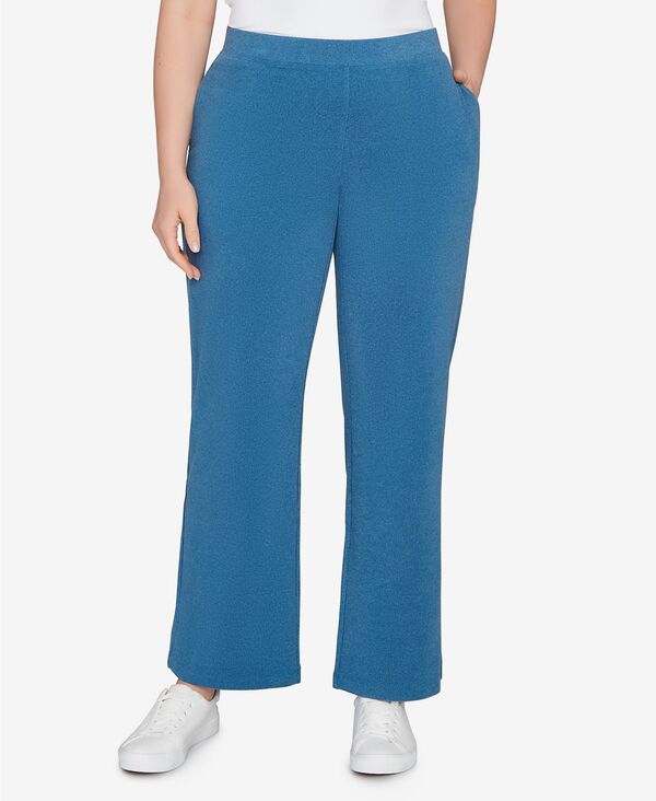 ルビーアールディー レディース ボトムス カジュアルパンツ リブニット プラスサイズ ニット Ruby Rd. Plusize Luxe Rib Knit Leisure Pants Lake Blue ブルー｜ReVida 店