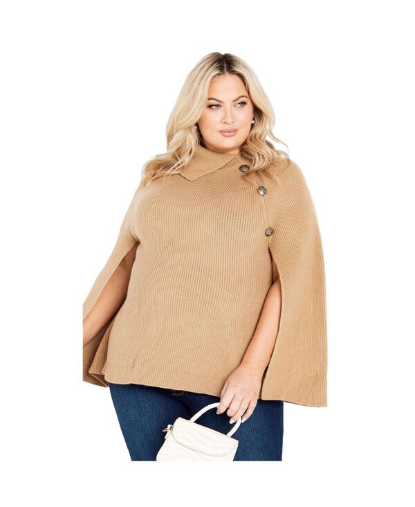 アベニュー レディース アウター ニット・セーター ケープデザイン キャップ ケープ AVENUE Women's Dani Button Cape Stone ストーン