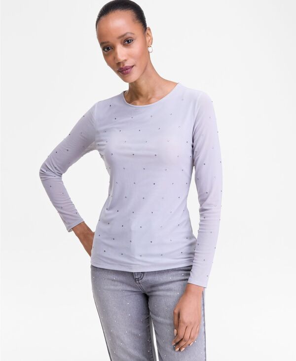 アイ.エヌ.シー インターナショナル コンセプト レディース トップス シャツ メッシュ I.N.C. International Concepts CRYSTAL MESH LS VNCK P/XS-XXL Boulder Gr