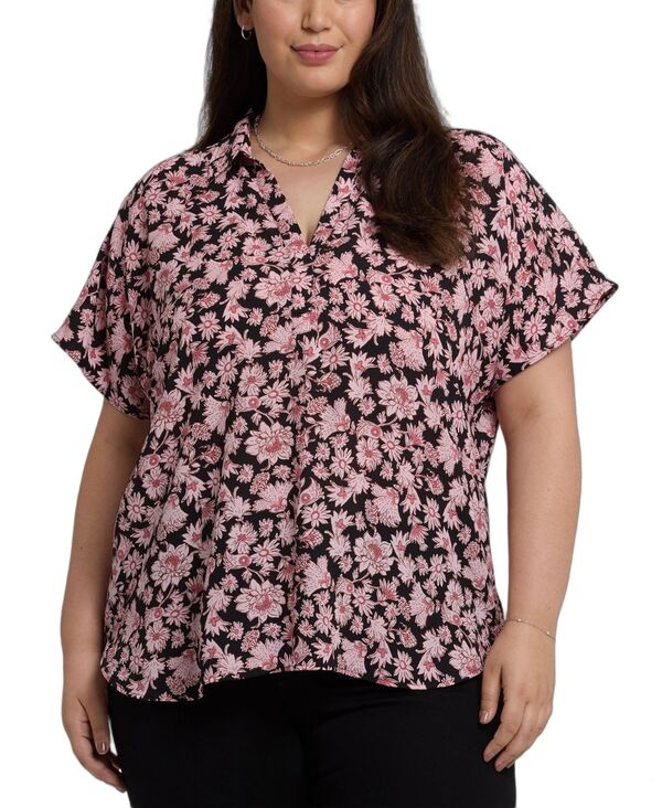 エヌワイディージェイ レディース トップス シャツ プラスサイズ NYDJ Plusize Becky Short Sleeve Pullover Top Lilla Garden｜ReVida 店