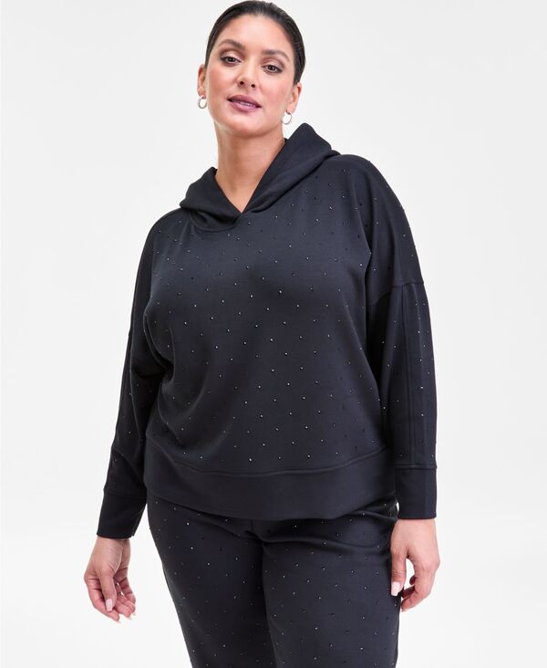 アイ.エヌ.シー インターナショナル コンセプト レディース トップス シャツ プラスサイズ パーカー I.N.C. International Concepts Plusize Studded Pullover Hoodie Deep Black ブラック 14,950円