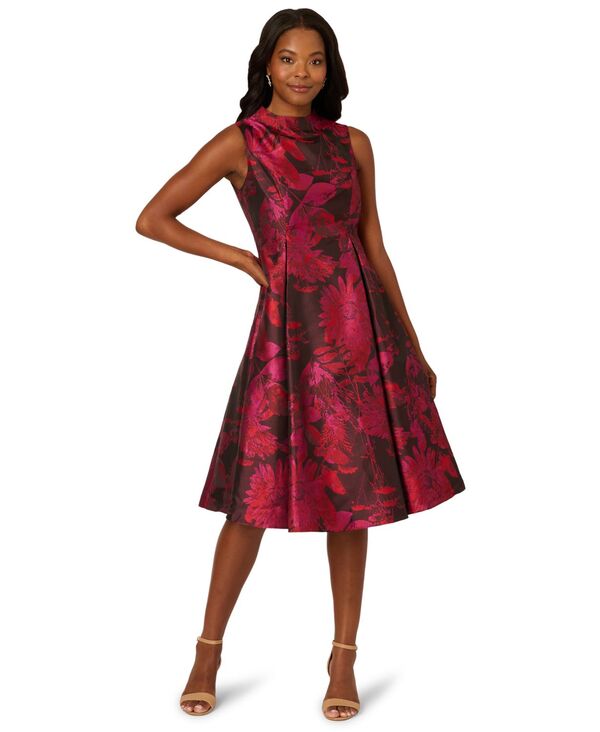 アドリアナ パペル レディース トップス ワンピース モックネック ノースリーブ Adrianna Papell Women'sleeveless Mock Neck Dress Pink Multi ピンク