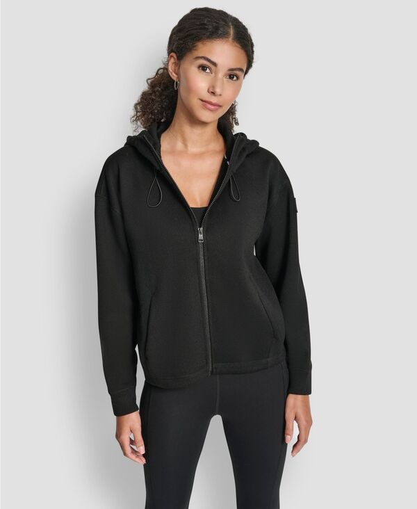 ダナ キャラン ニューヨーク レディース ボトムス カジュアルパンツ ジャケット DKNY Women's Hooded Neck Zipper Jacket Black ブラック