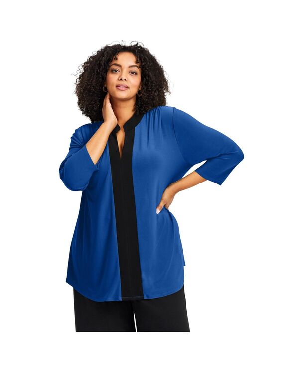 アベニュー レディース トップス シャツ AVENUE Women's Audrey Tunicasual Top Dark sapphire black ブラック|ReVida 店