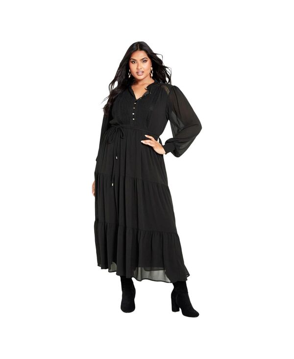 アベニュー レディース トップス ワンピース ティアード マキシ AVENUE Women's Jasmine Tiered Maxi Dress Black ブラック