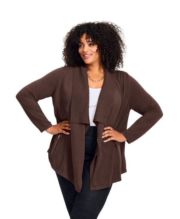 アベニュー レディース アウター ニット・セーター カーディガン AVENUE Women's Cascade Cardigan Zipper Pocket Chocolate チョコレート