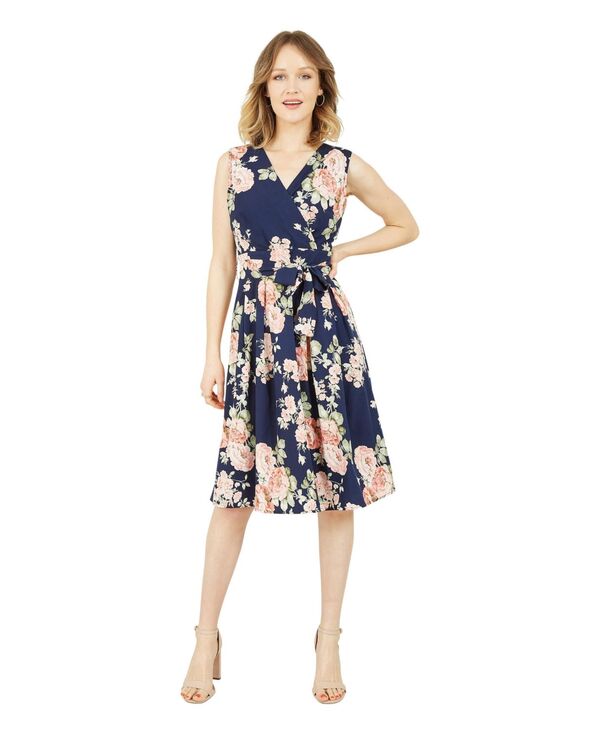 ユミキム レディース トップス ワンピース フラワー柄 ノースリーブ フラワー Yumi Women's Floral Rose Wrap Over Sleeveless Dress Navy ネイビー 17,140円
