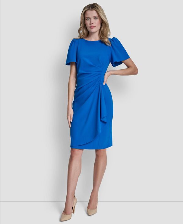 ダナ キャラン ニューヨーク レディース トップス ワンピース クレープ ギャザー スキューバ DKNY Women'short Sleeve Scuba Crepe Ruched Sheath Dresskydiver 17,870円