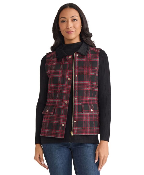 ジョーンズニューヨーク レディース アウター ジャケット・ブルゾン ベスト Jones New York Women'snap Front Collar Vest Jacket Venetian Red Multi レッド