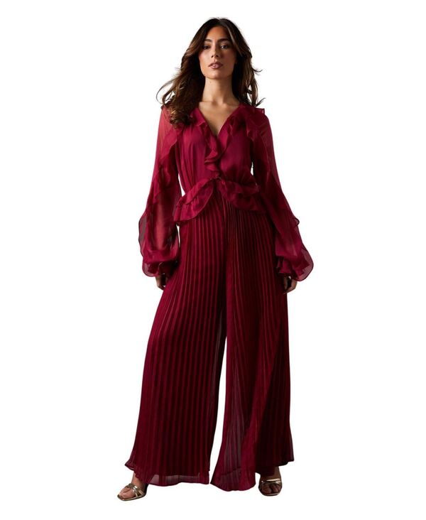 コースト レディース ボトムス カジュアルパンツ シフォン ジャンプスーツ Coast Women'soft Chiffon Frill Jumpsuit Berry