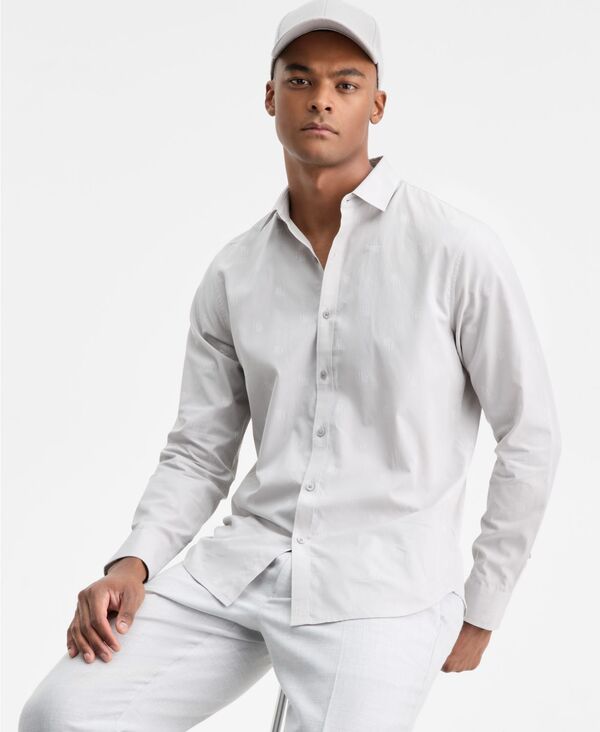 アルファニ メンズ トップス プルオーバー 長袖 Alfani Men\u0027s Long-Sleeve Micro Chevron Shirt Gray Fog 薄墨色