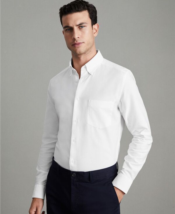 レイス メンズ トップス シャツ オックスフォード コットン ダウン REISS Men'slim-Fit Button-Down Collar Cotton Oxfordresshirt White ホワイト