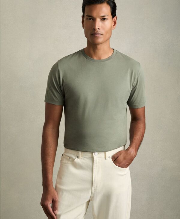 レイス メンズ トップス Tシャツ クルーネック コットン REISS Men's Cotton Crew Neck T-Shirt Dark Sage セージ