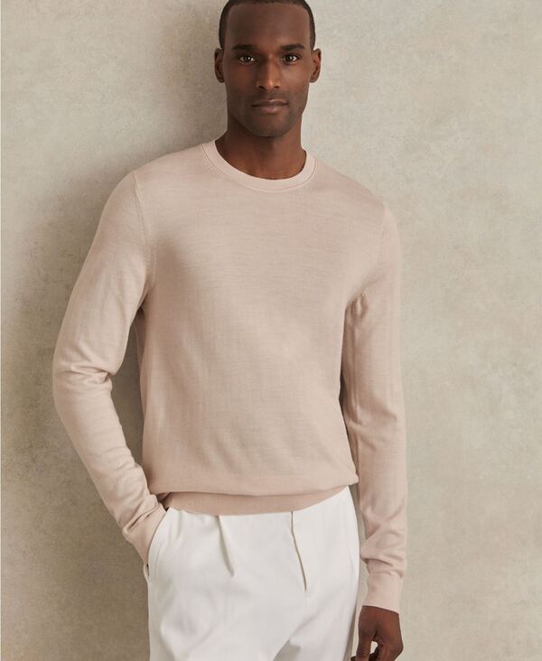 レイス メンズ アウター ニット・セーター クルーネック ウール REISS Men's Merino Wool Crew Neck Sweater Beige ベージュ 23,850円