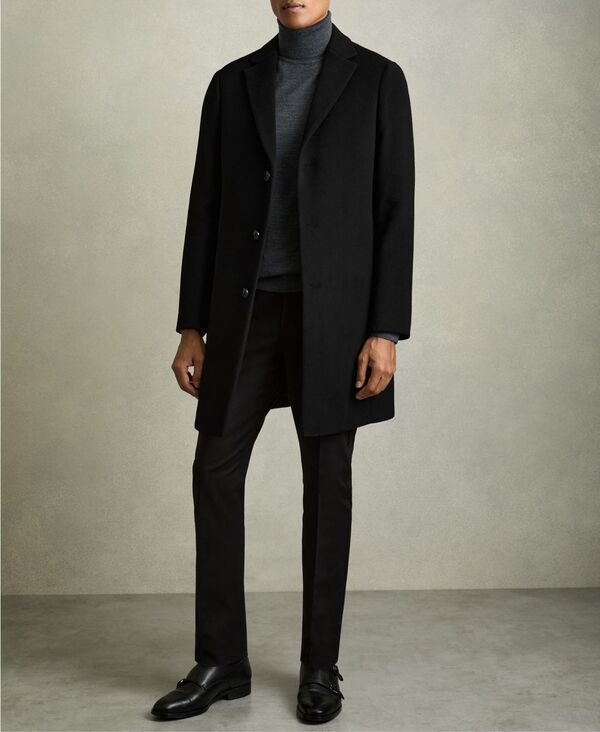 レイス メンズ アウター ジャケット・ブルゾン ウール コート REISS Men's Wool-Blend Single-Breasted Overcoat Black ブラック