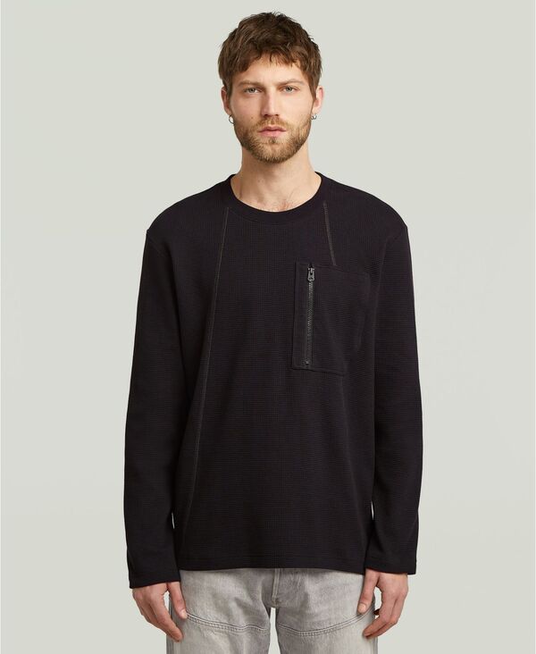 ジースター メンズ トップス Tシャツ クルーネック G-Staraw Men's Crewneck T-shirt Black ブラック