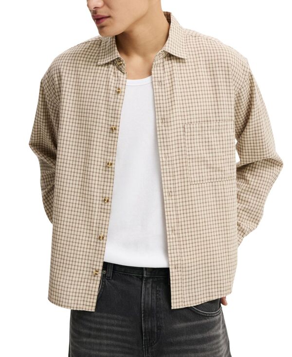 コットンオン メンズ トップス シャツ 長袖 COTTON Men's Tribeca Long-Sleeve Shirt Beige ベージュ