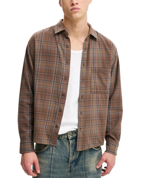コットンオン メンズ トップス シャツ 長袖 COTTON Men's Tribeca Long-Sleeve Shirt Brown ブラウン