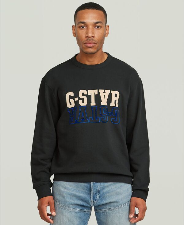 ジースター メンズ アウター パーカー・スウェット シャツ ロゴ 長袖 G-Staraw Long-Sleeve Relaxed-Fit Logo Sweatshirt Black ブラック