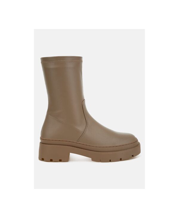 ロンドンラグ レディース シューズ ブーツ・レインブーツ レザー フェイクレザー London Rag Womens Carmit Chunky Faux Leather Calf Boots Beige/khaki カーキ
