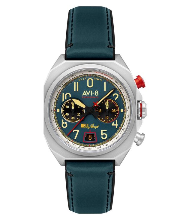 アヴィエイト メンズ アクセサリー 腕時計 レザー AVI-8 Men's Bell X-1 Blue Leather Strap Watch 41mm Blue ブルー
