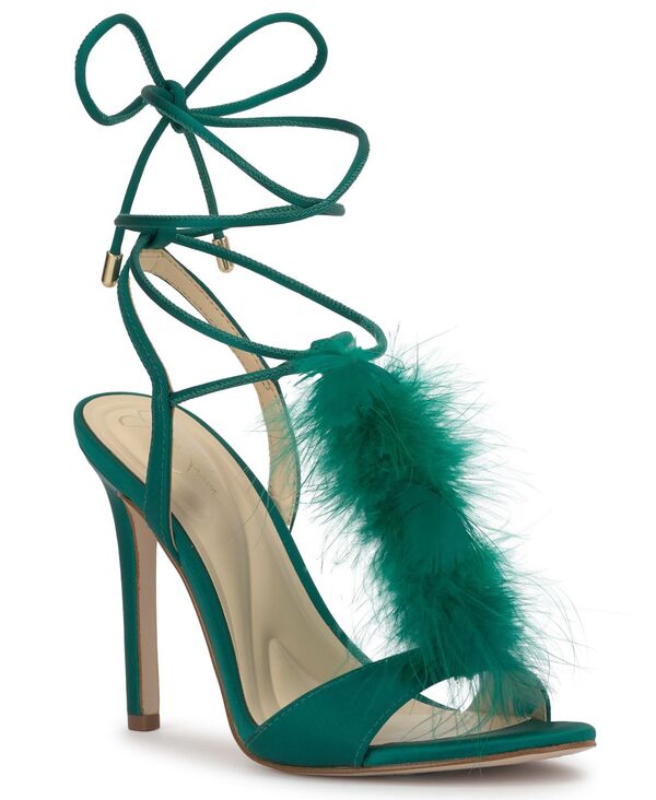 ジェシカシンプソン レディース シューズ サンダル ラップワンピース Jessica Simpson Women's Jenzin Feather Wrap Dressandals Gem Green グリーン