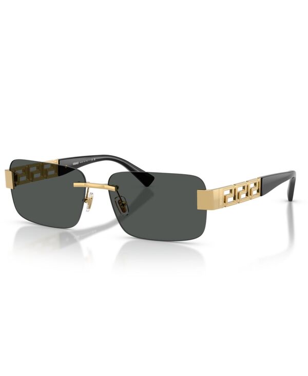 ヴェルサーチ メンズ 付属物 サングラス・アイウェア Versace Men\u0027s Rectangle Sunglasses VE2298 Gold Gray 薄墨色