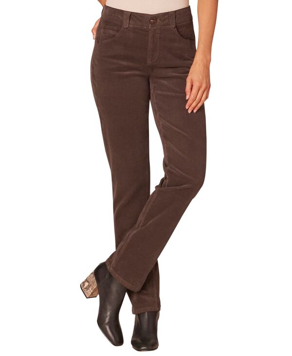 デモクラシー レディース ボトムス デニムパンツ コーデュロイ プチ ジーンズ Democracy Petite \"Ab\"solution Corduroy Straight-Leg Jeans Dark Brown ブラウン