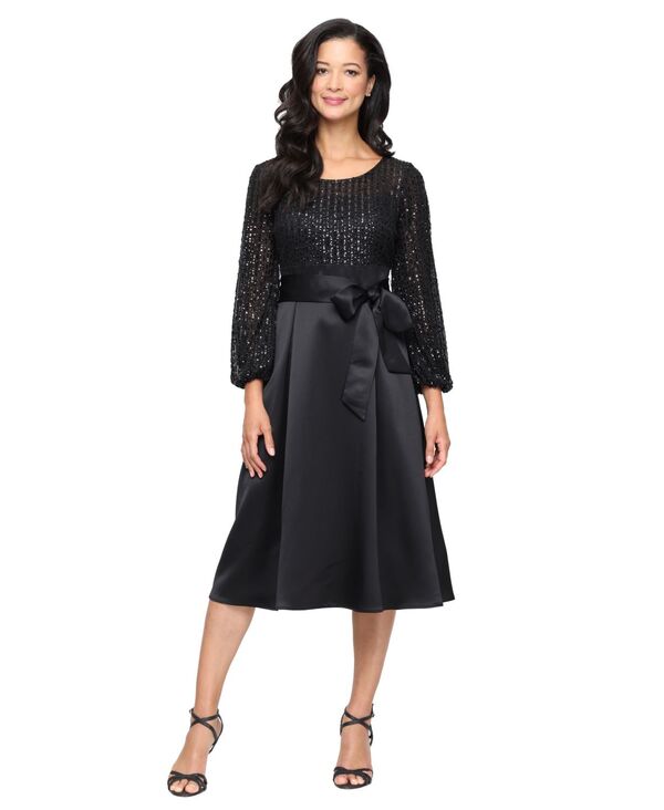 アレックスイブニングス レディース トップス ワンピース A ライン プチ ミディ Alex Evenings Petite A-Line Midi Dress Black ブラック
