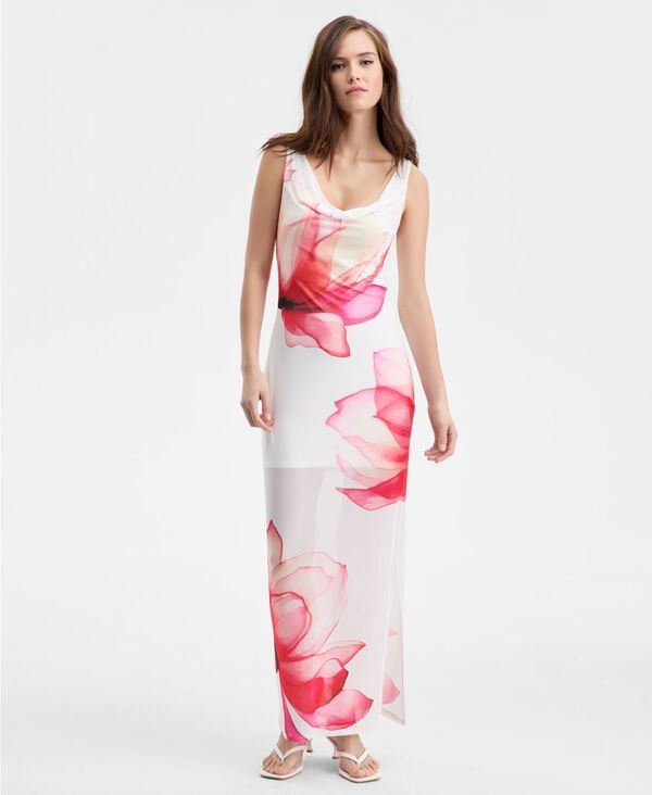 バースリー レディース トップス ワンピース マキシ Bar III Women's Cowl-Neck Maxi Dress Tropical Floral|ReVida 店